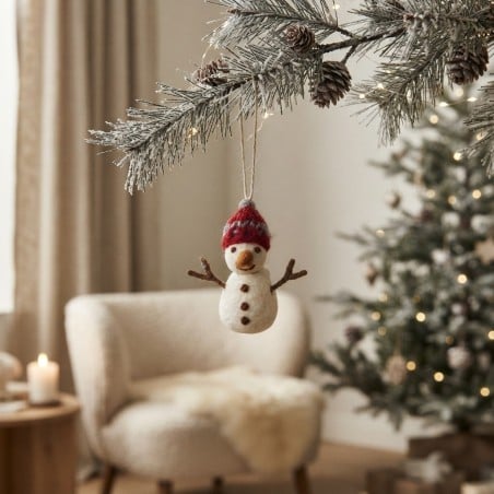 Pupazzo di neve appendibile in lana cotta Gry&Sif | Lemoire Home