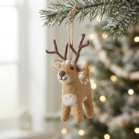 Ornamento Cervo in Lana Infeltrita Artigianale – Gry&Sif
