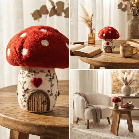 Funghetto Decorativo in Lana Cotta Fatto a Mano Gry&Sif | 22 cm