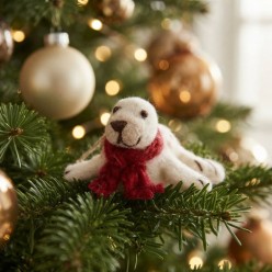 Ornamento foca in lana cotta con sciarpa - Gry&Sif | Lemoire Home