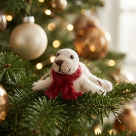 Ornamento foca in lana cotta con sciarpa - Gry&Sif | Lemoire Home