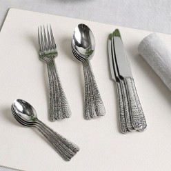 Set 24 Posate in Acciaio Martellato per 6 Persone | Lemoire Home