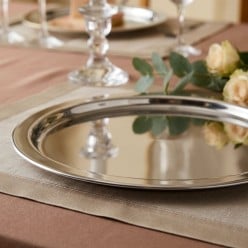 Vassoio Tondo Bordato Inox Ø 34 cm | Lemoire Home