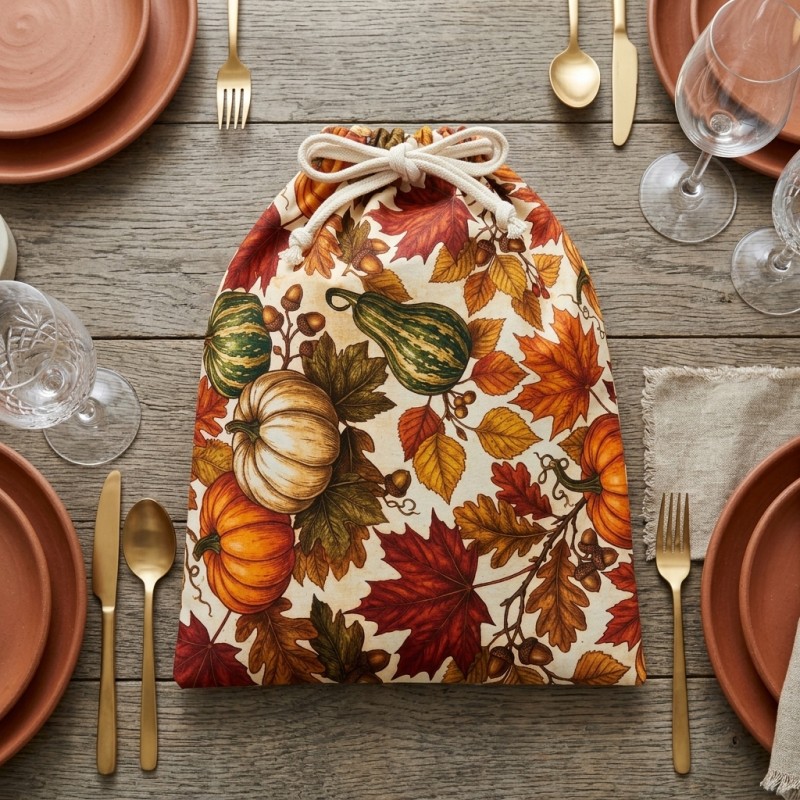 Autunno in tavola con Sacco Portapane in Cotone linea Vertumno Autunno in tavola con Sacco Portapane in Cotone linea Vertumno