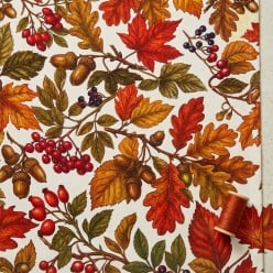 Runner Sartoriale in Cotone Karya – Motivo Botanico e Foglie d'Autunno