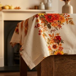 Tovaglia in Cotone Eliadi con fiori di girasole e pattern autunnale