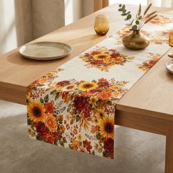 Runner in Cotone Eliadi con Fantasia Floreale Autunnale