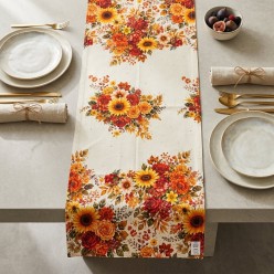 Runner in Cotone Eliadi con Fantasia Floreale Autunnale