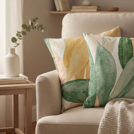Cuscino d'arredo con foglie boho verdi Dafne – Federe Lemoire Home