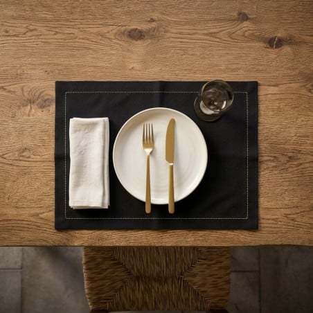 Tovaglietta Americana in Cotone Nero Ade 35x50 cm Fatta a Mano – Lemoire Home
