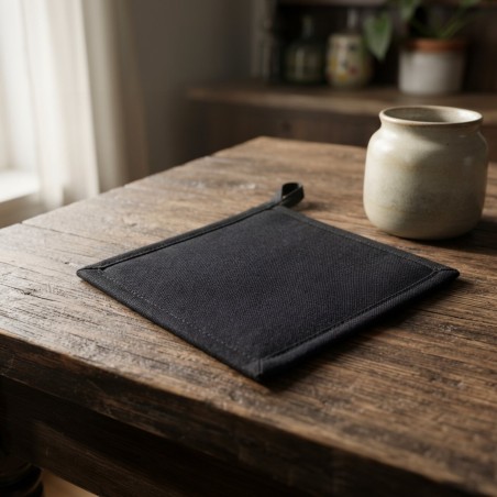 Presina Nera da Cucina in Cotone Sartoriale Ade Fatta a Mano – Lemoire Home