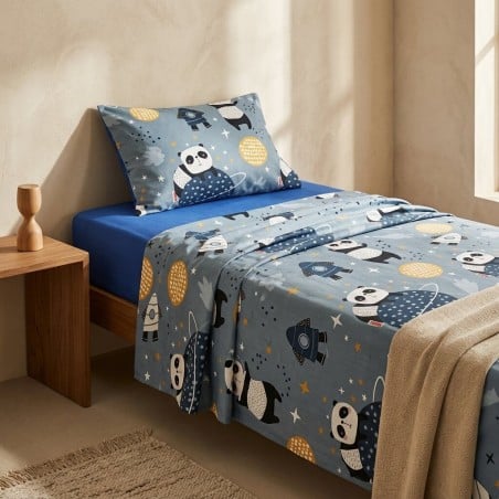 Pandora's Dream - Set di lenzuola per bambini con panda sulla luna