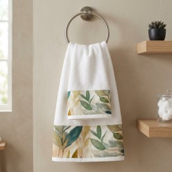 Coppia Asciugamaniin Spugna con Balza Botanica Dafne | Lemoire Home
