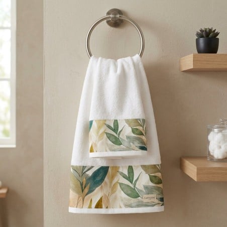 Coppia Asciugamaniin Spugna con Balza Botanica Dafne | Lemoire Home