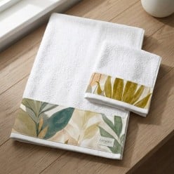Coppia Asciugamaniin Spugna con Balza Botanica Dafne | Lemoire Home