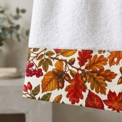 Set Asciugamani Viso e Ospite in Spugna di Cotone Fantasia autunnale Karya - Lemoire Home