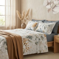 Completo Lenzuola Matrimoniali in Percalle di Cotone Ciparisso – Lemoire Home