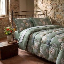 Trapunta Matrimoniale con fiori di loto in Percalle di Cotone Lotis | Lemoire Home