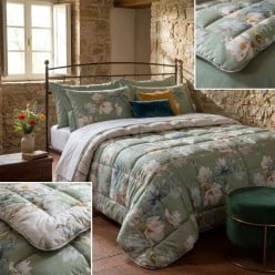 Trapunta Matrimoniale con fiori di loto in Percalle di Cotone Lotis | Lemoire Home