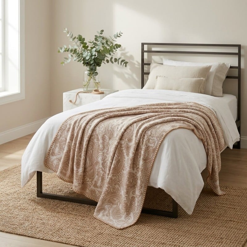 Plaid e Copriletto Oreadi in Misto Cotone con Motivo Paisley - Lemoire Home Plaid e Copriletto Oreadi in Misto Cotone con Motivo Paisley - Lemoire Home