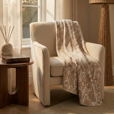 Plaid e Copriletto Oreadi in Misto Cotone con Motivo Paisley - Lemoire Home