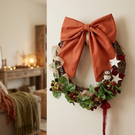 Ghirlanda Fuoriporta Autunnale con Fiocco Terracotta Lemoire Home