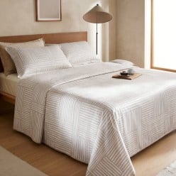 Completo Letto e Parure Copripiumino Matrimoniale in Raso di Cotone 100% Prometeo | Lemoire Home