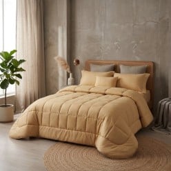 Trapunta Urania per letto matrimoniale in raso di cotone