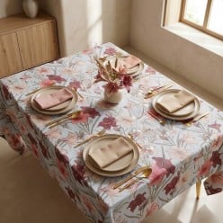 Tovaglia in Puro Cotone Panama con Fiori di Giglio Rodope – Lemoire Home