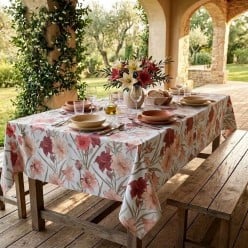 Tovaglia in Puro Cotone Panama con Fiori di Giglio Rodope – Lemoire Home