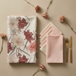 Tovaglia in Puro Cotone Panama con Fiori di Giglio Rodope – Lemoire Home