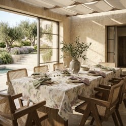 Tovaglia in Cotone Panama Egeria acquerello – Selezione Lemoire Home