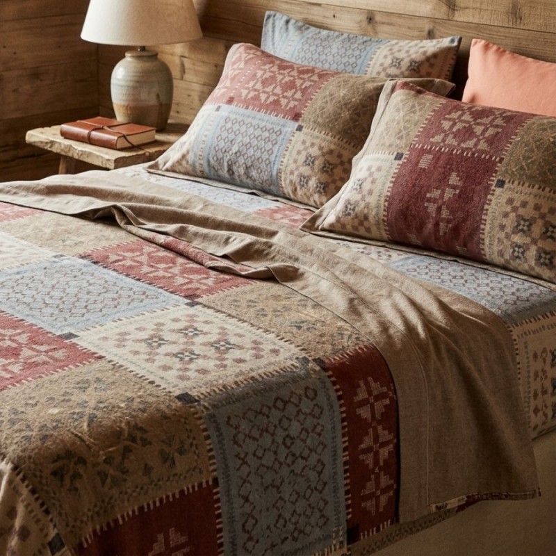 Completo Letto Matrimoniale in Caldo Cotone Flanella 100% | Selezione Lemoire Home - Modello Estia