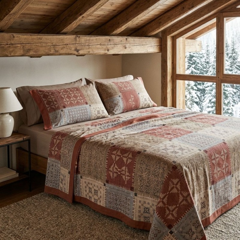 Completo Letto Matrimoniale in Caldo Cotone Flanella 100% | Selezione Lemoire Home - Modello Estia
