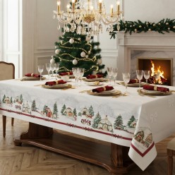 Tovaglia Natalizia in Cotone Skadi con Bordo Decorato – Lemoire Home