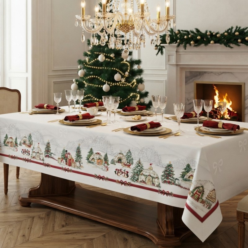 Tovaglia Natalizia in Cotone Skadi con Bordo Decorato – Lemoire Home