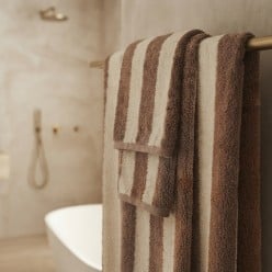 Coppia Asciugamani Viso e Ospite in Spugna di Cotone Terracotta – Lemoire Home