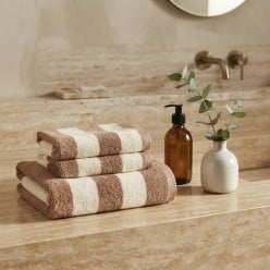 Coppia Asciugamani Viso e Ospite in Spugna di Cotone Terracotta – Lemoire Home