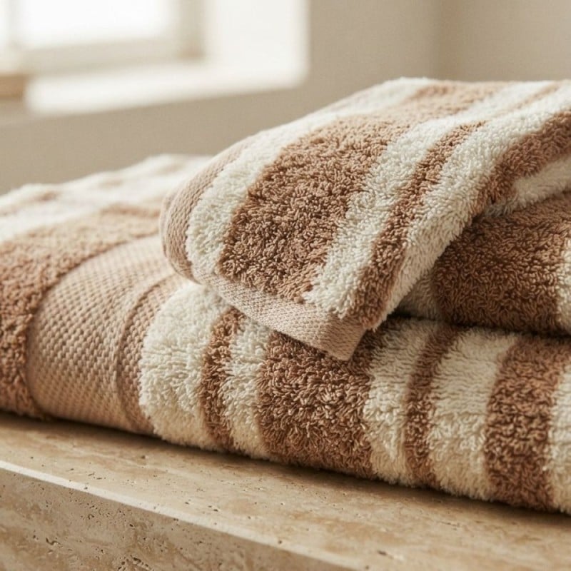 Coppia Asciugamani Viso e Ospite in Spugna di Cotone Terracotta – Lemoire Home