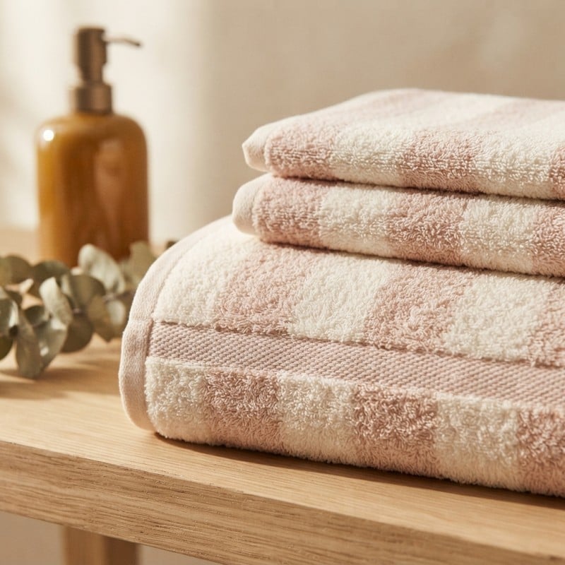 Set Asciugamani Viso e Ospite in Cotone Ortigia Rosa