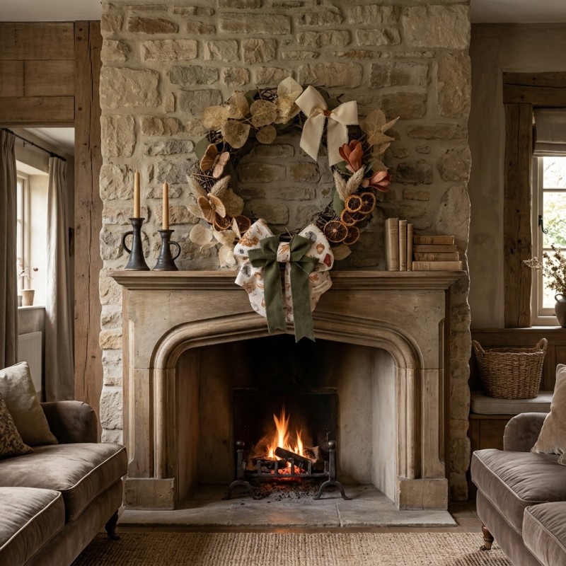 Ghirlanda Artigianale Autunnale in Legno e Fiori Secchi | Lemoire Home Ghirlanda Artigianale Autunnale in Legno e Fiori Secchi | Lemoire Home