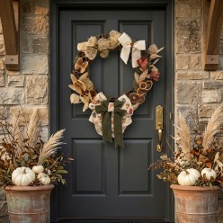 Ghirlanda Artigianale Autunnale in Legno e Fiori Secchi | Lemoire Home