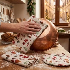Confezione Regalo Natalizia gnomi Alfablót: Grembiule, coppia di presine e Canovaccio