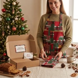 Vetrablót Natale - Box regalo con Grembiule Regolabile, coppia di presine e Canovaccio