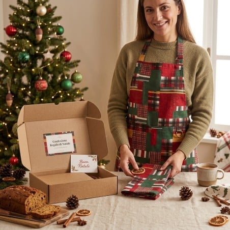 Vetrablót Natale - Box regalo con Grembiule Regolabile, coppia di presine e Canovaccio