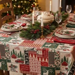 Tovaglia Natalizia Disablót Patchwork  - Eleganza e Tradizione Norrena