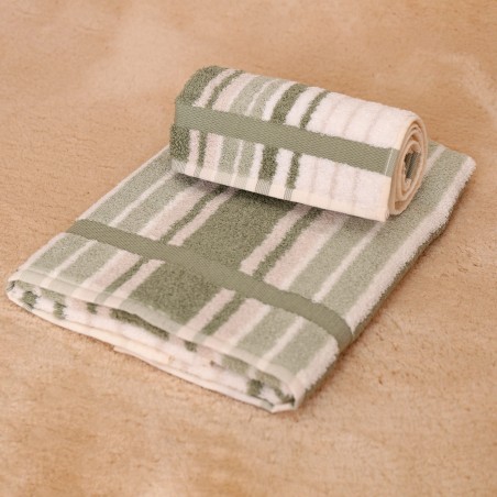 Asciugamani verde salvia collezione Delo made in Italy righe alternate lemoire home