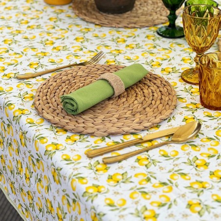 Tovagliato Hera in cotone con limoni dorati lemoirehome