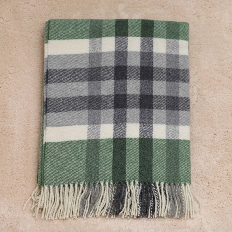 Plaid in lana e cotone collezione Eurus Made in Italy verde abete