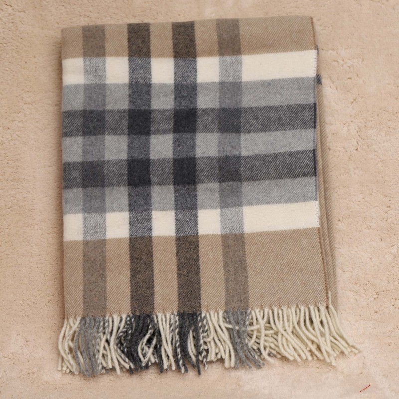 Plaid in lana e cotone collezione Eurus Made in Italy cammello